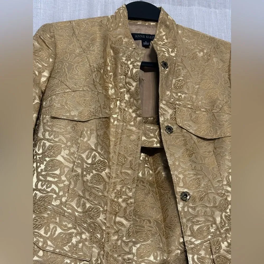 Anne Klein - Gold Tailored Trench and Skirt Suit set - Picture 9 of 16